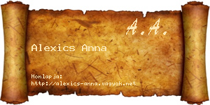 Alexics Anna névjegykártya